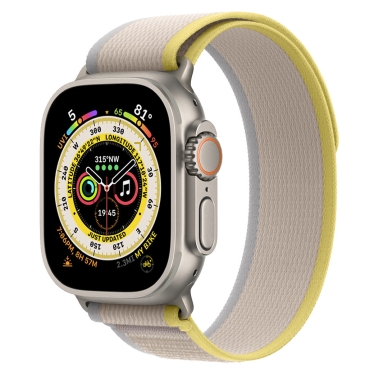Apple Watch Ultra + LTE 49mm Titanium Case with S/M Size Yellow/Beige Trail Loop