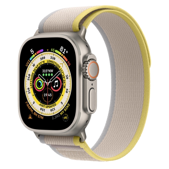 Apple Watch Ultra + LTE 49mm Titanium Case with S/M Size Yellow/Beige Trail Loop - цена, характеристики, отзывы, рассрочка, фото 1