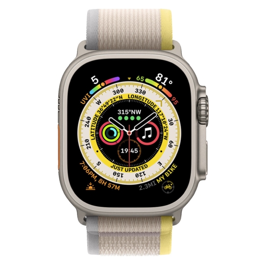 Apple Watch Ultra + LTE 49mm Titanium Case з S/M Size Yellow/Beige Trail Loop - ціна, характеристики, відгуки, розстрочка, фото 2