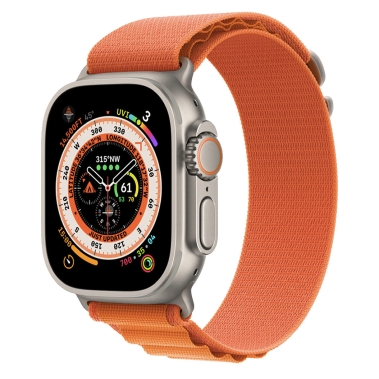 Apple Watch Ultra + LTE 49mm Titanium Case with Small Orange Alpine Loop