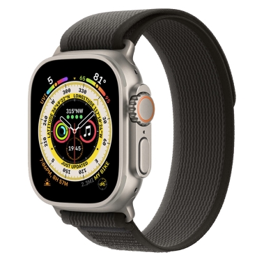 Apple Watch Ultra + LTE 49mm Titanium Case with S/M Size Black/Gray Trail Loop