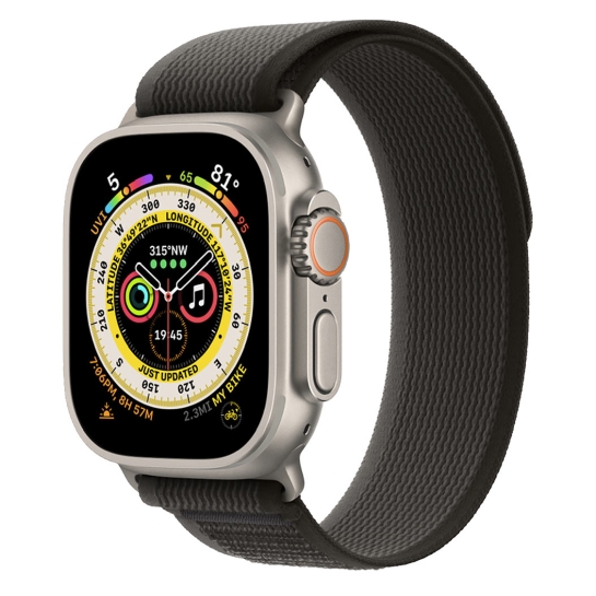 Apple Watch Ultra + LTE 49mm Titanium Case з S/M Size Black/Gray Trail Loop - ціна, характеристики, відгуки, розстрочка, фото 1