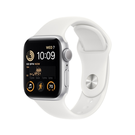 Apple Watch SE 2 40mm Silver Aluminum Case with White Sport Band - ціна, характеристики, відгуки, розстрочка, фото 1
