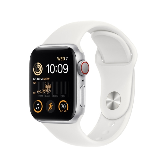 Apple Watch SE 2 + LTE 40mm Silver Aluminum Case with White Sport Band - ціна, характеристики, відгуки, розстрочка, фото 1