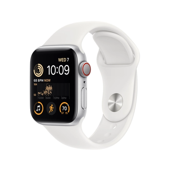 Apple Watch SE 2 + LTE 40mm Silver Aluminum Case with White Sport Band