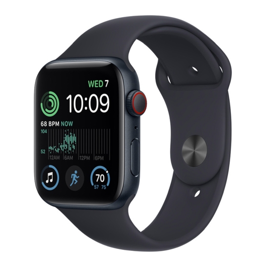 Apple Watch SE 2 + LTE 44mm Midnight Aluminum Case with Midnight Sport Band - ціна, характеристики, відгуки, розстрочка, фото 1