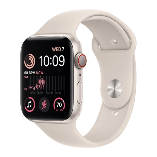 Apple Watch SE 2 + LTE 44mm Starlight Aluminum Case with Starlight Sport Band