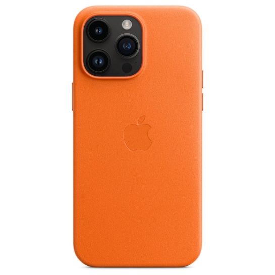 Чохол Apple Leather Case with MagSafe for iPhone 14 Pro Max Orange - ціна, характеристики, відгуки, розстрочка, фото 1