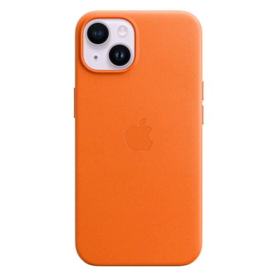 Чехол Apple Leather Case with MagSafe for iPhone 14 Orange