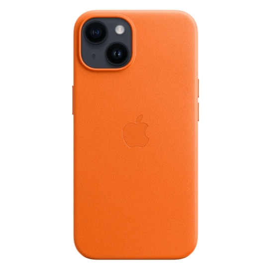 Чохол Apple Leather Case with MagSafe for iPhone 14 Orange - ціна, характеристики, відгуки, розстрочка, фото 3