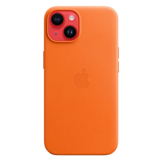 Чохол Apple Leather Case with MagSafe for iPhone 14 Orange - ціна, характеристики, відгуки, розстрочка, фото 5