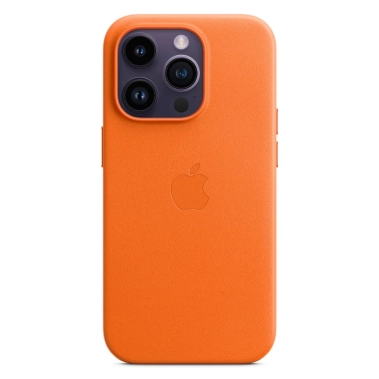 Чехол Apple Leather Case with MagSafe for iPhone 14 Pro Orange - цена, характеристики, отзывы, рассрочка, фото 1