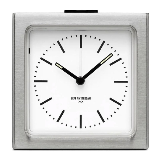 Годинник настільний LEFF Alarm Clock Block Steel/White - ціна, характеристики, відгуки, розстрочка, фото 1