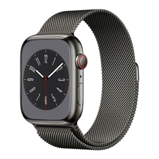 Apple Watch 8 + LTE 45mm Graphite Stainless Steel Case with Graphite Milanese Loop - ціна, характеристики, відгуки, розстрочка, фото 1