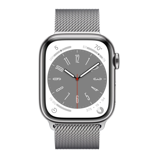 Apple Watch 8 + LTE 45mm Silver Stainless Steel Case with Silver Milanese Loop - ціна, характеристики, відгуки, розстрочка, фото 2