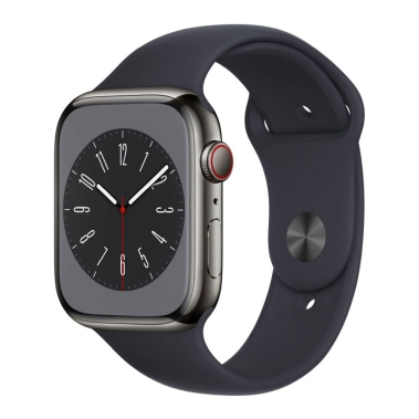 Apple Watch 8 + LTE 45mm Graphite Stainless Steel Case with Midnight Sport Band