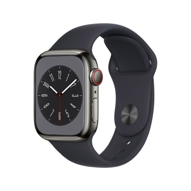 Apple Watch 8 + LTE 41mm Graphite Stainless Steel Case with Midnight Sport Band