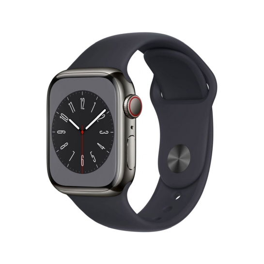 Apple Watch 8 + LTE 41mm Graphite Stainless Steel Case with Midnight Sport Band - цена, характеристики, отзывы, рассрочка, фото 1