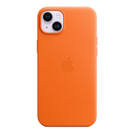 Чохол Apple Leather Case with MagSafe for iPhone 14 Plus Orange - ціна, характеристики, відгуки, розстрочка, фото 1