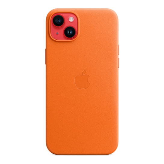 Чехол Apple Leather Case with MagSafe for iPhone 14 Plus Orange - цена, характеристики, отзывы, рассрочка, фото 4