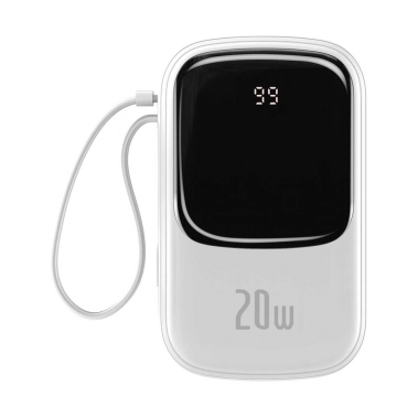 Зовнішній акумулятор Baseus Qpow Digital Display 20W 20000mAh White - цена, характеристики, отзывы, рассрочка, фото 1