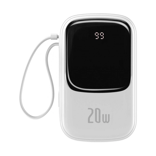 Зовнішній акумулятор Baseus Qpow Digital Display 20W 20000mAh White