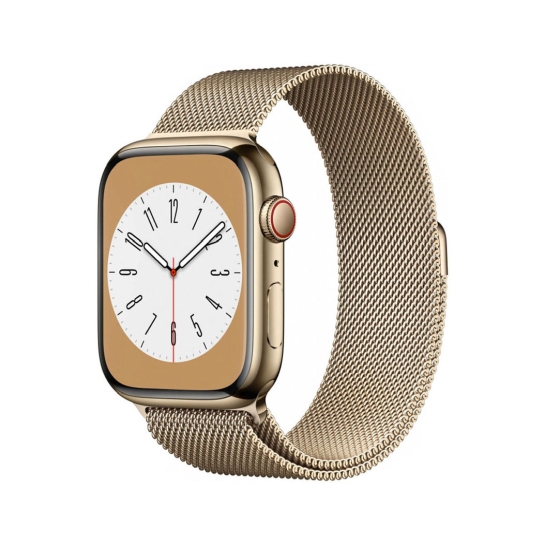 Apple Watch 8 + LTE 41mm Gold Stainless Steel Case with Gold Milanese Loop - ціна, характеристики, відгуки, розстрочка, фото 1