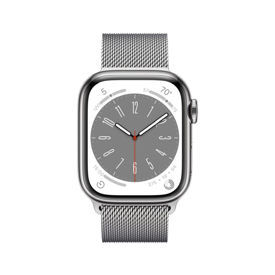 Apple Watch 8 + LTE 41mm Silver Stainless Steel Case with Silver Milanese Loop - ціна, характеристики, відгуки, розстрочка, фото 2