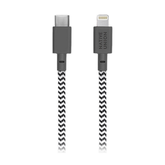 Кабель Native Union Belt Cable USB-C to Lightning Zebra (1.2 m) - ціна, характеристики, відгуки, розстрочка, фото 2