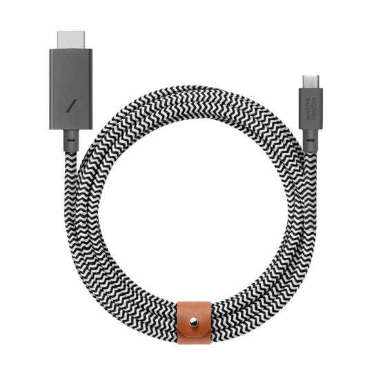 Кабель Native Union Belt Cable USB-C to HDMI Zebra (3 m) - ціна, характеристики, відгуки, розстрочка, фото 1