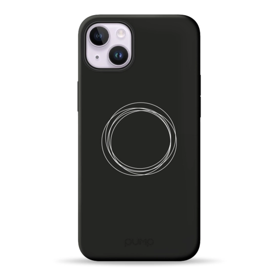 Чохол Pump Silicone Minimalistic Case with MagSafe for iPhone 14 Plus Circles on Dark #