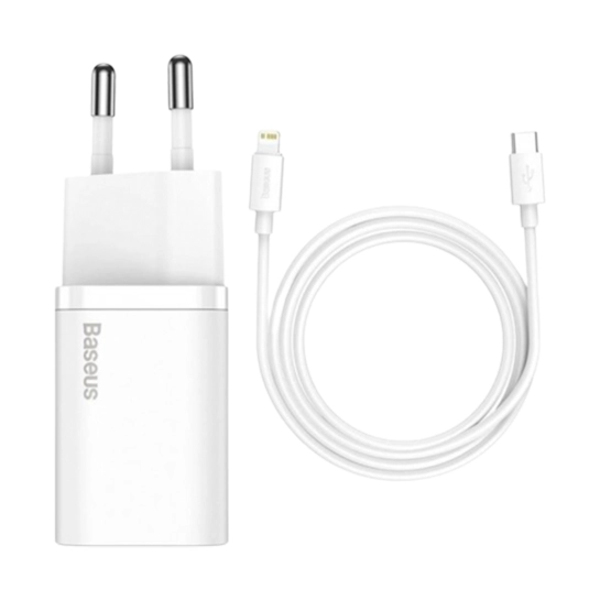 Сетевое зарядное устройство Baseus Super Si 20W PD Quick Charger + TypeC Light Cable White