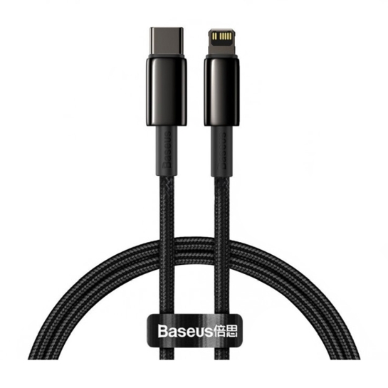 Кабель Baseus Tungsten Gold Lightning to USB-C PD 20W Cable (1m) Black - цена, характеристики, отзывы, рассрочка, фото 1