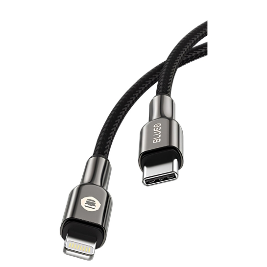 Кабель BlueO Braided PD Fast Charging Cable Lightning to USB-C (1.2m) Black - ціна, характеристики, відгуки, розстрочка, фото 1