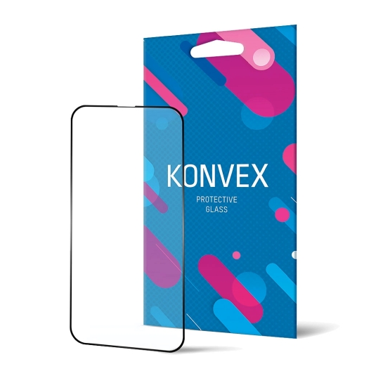 Скло KONVEX Protective Glass Full for iPhone 14 Pro Front Black - ціна, характеристики, відгуки, розстрочка, фото 1