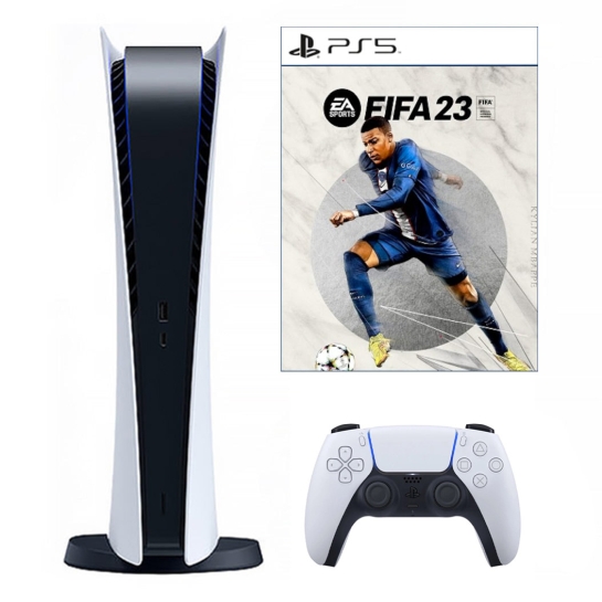 Ігрова приставка Sony PlayStation 5 Digital Edition + FIFA 23 (Key) + DualSense - ціна, характеристики, відгуки, розстрочка, фото 1