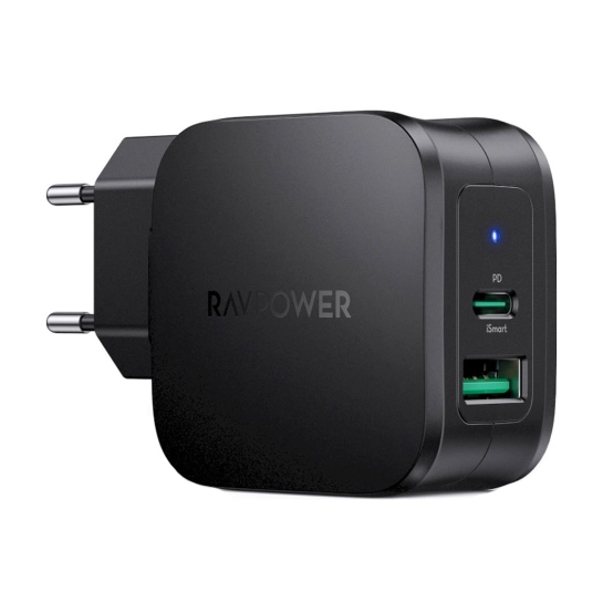 Сетевое зарядное устройство RAVPower Charger MFi Certified PD 30W 2-Port USB-C Fast Charger