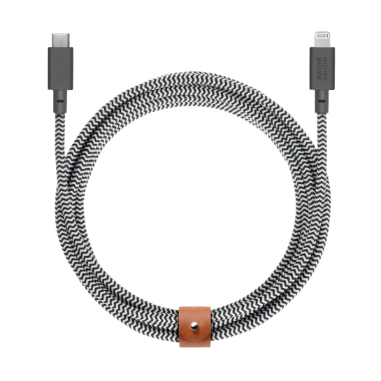 Кабель Native Union Belt Cable XL USB-C to Lightning Zebra (3 m) - ціна, характеристики, відгуки, розстрочка, фото 1