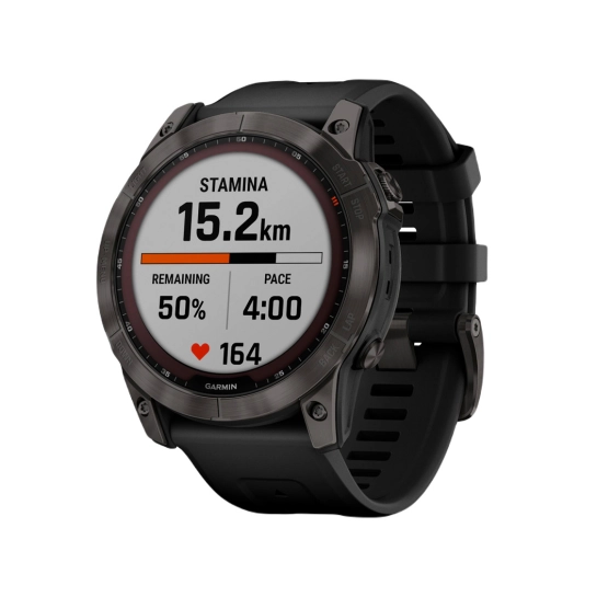 Спортивний годинник Garmin Fenix 7X Sapphire Solar Carbon Gray DLC Titanium with Black Band