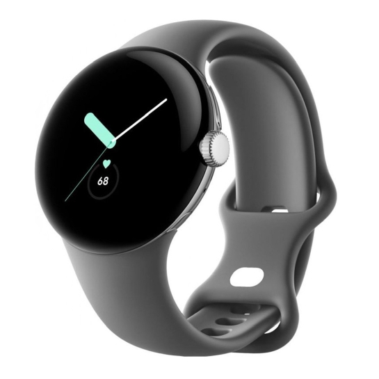 Смарт-часы Google Pixel Watch Polished Silver Case/Charcoal Active Band - цена, характеристики, отзывы, рассрочка, фото 1
