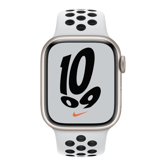 Б/У Смарт-годинник Apple Watch Series 7 Nike + 45mm Starlight Aluminium Case with Pure Platinum Black Nike Sport Band (Відмінний) - ціна, характеристики, відгуки, розстрочка, фото 2