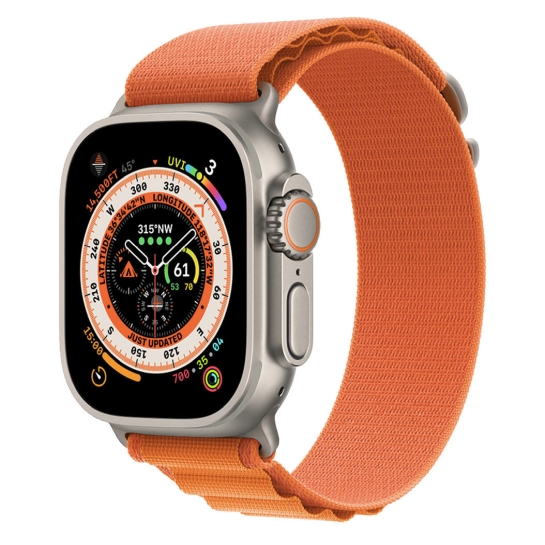 Apple Watch Ultra + LTE 49mm Titanium Case with Medium Orange Alpine Loop UA - ціна, характеристики, відгуки, розстрочка, фото 1