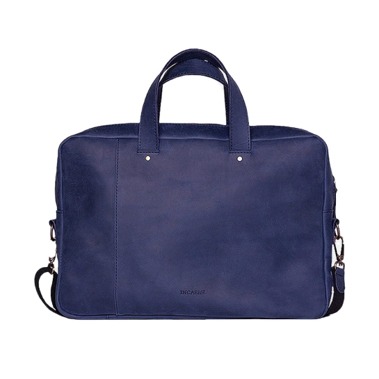 Шкіряна сумка INCARNE Bruno 15" Синій - ціна, характеристики, відгуки, розстрочка, фото 1