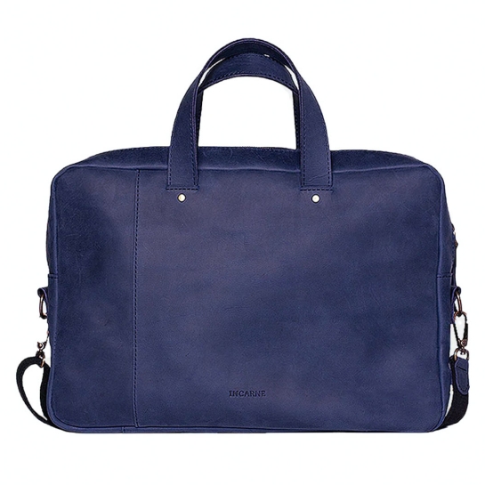 Кожаная сумка INCARNE Bruno 17" Синий - цена, характеристики, отзывы, рассрочка, фото 1