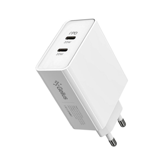 Мережевий зарядний пристрій Gelius iDuo 40W 2 Type-C White - ціна, характеристики, відгуки, розстрочка, фото 1