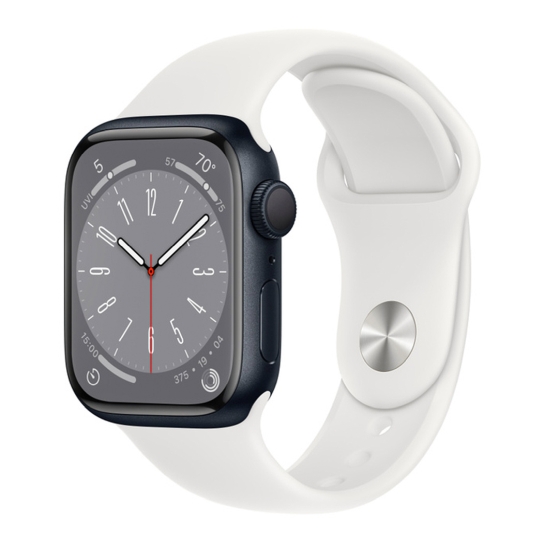 Apple Watch 8 45mm Midnight Aluminum Case with White Sport Band - цена, характеристики, отзывы, рассрочка, фото 1