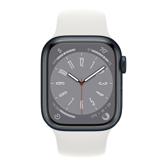 Apple Watch 8 45mm Midnight Aluminum Case with White Sport Band - ціна, характеристики, відгуки, розстрочка, фото 3