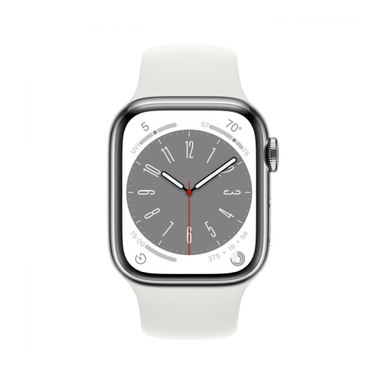 Apple Watch 8 + LTE 41mm Silver Stainless Steel Case with White Sport Band - ціна, характеристики, відгуки, розстрочка, фото 2
