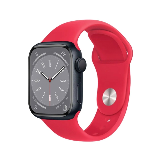 Apple Watch 8 41mm Midnight Aluminum Case with (PRODUCT)RED Sport Band - ціна, характеристики, відгуки, розстрочка, фото 1