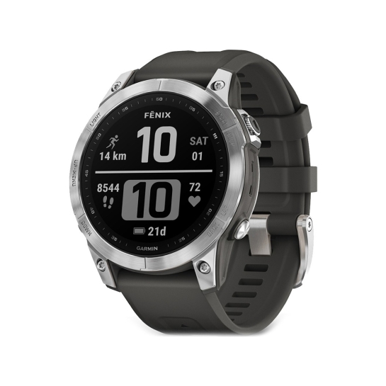 Спортивные часы Garmin Fenix 7 Silver with Graphite Band - цена, характеристики, отзывы, рассрочка, фото 1